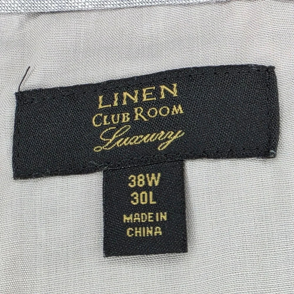 Club Room Men's Gray 100% Linen Pants 40W 30L Pleated Flat Front Dress Casual - Picture 9 of 11